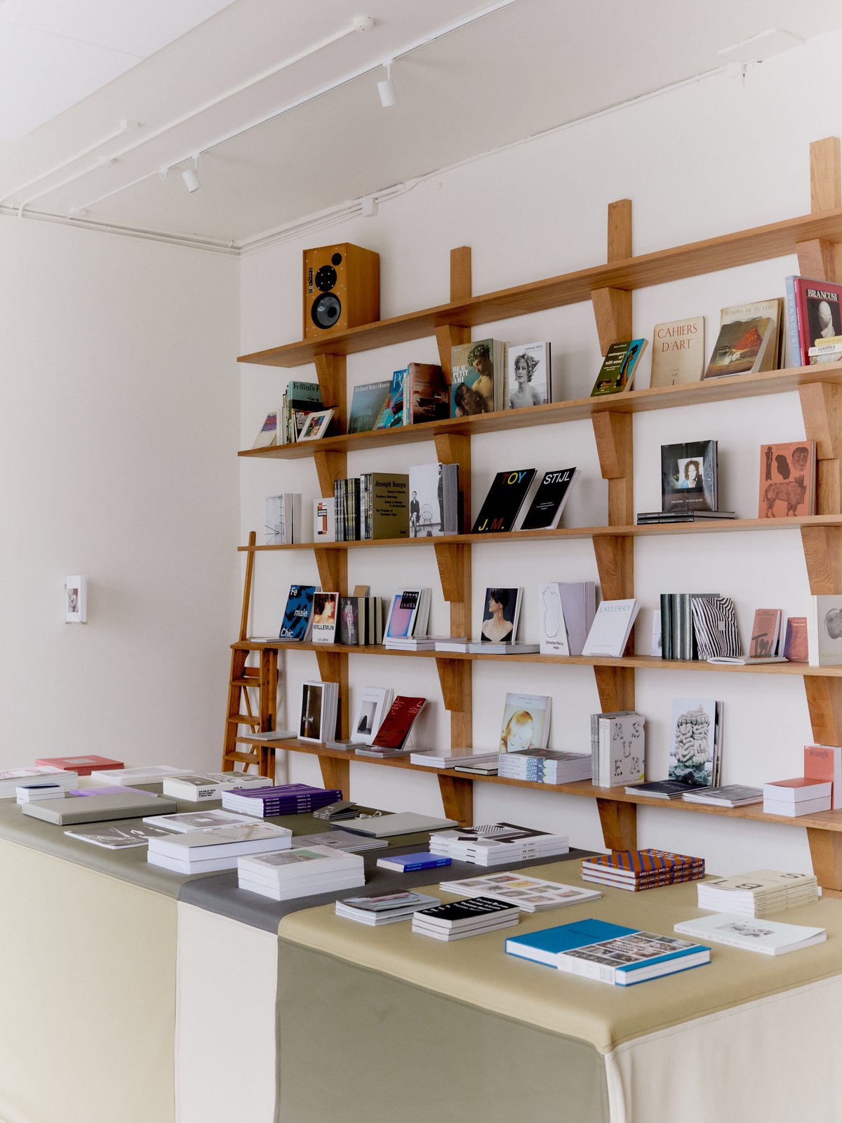 Cherry shelving and the book counter. Photo Staffan Sundström