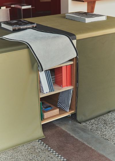 Lærke Ryom’s leather counter. Photo Armin Tehrani